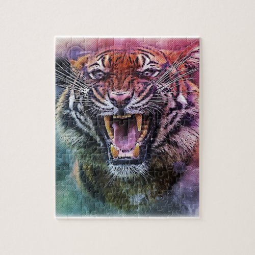 Beautiful Growling Bengal Tiger Jigsaw Puzzle