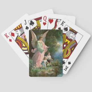 Beautiful Guardian Angel Guarding Children Poker Cards