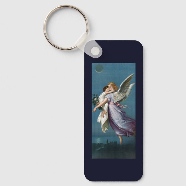 Beautiful Guardian Angel Painting Keychain (Front)