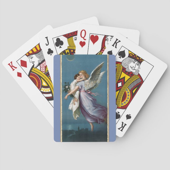 Beautiful Guardian Angel Painting Poker Cards (Back)