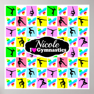 BEAUTIFUL GYMNASTICS BUTTERFLY DESIGN POSTER