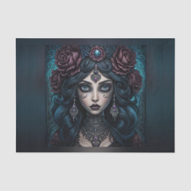 Beautiful Gypsy Fortune Teller Woman Decoupage  Tissue Paper (Front)