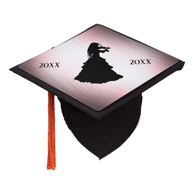 Beautiful Gypsy Girl Plays Violin Graduation Cap Topper (Angled)