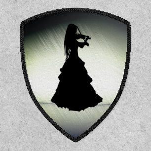 Beautiful Gypsy Girl Plays Violin Green Patch