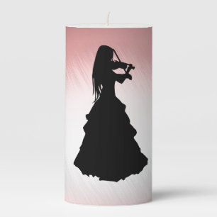 Beautiful Gypsy Girl Plays Violin Pillar Candle
