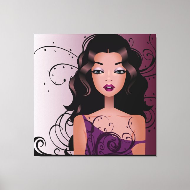 Beautiful Hairstyle Girl 2  Wrapped Canvas Print (Front)