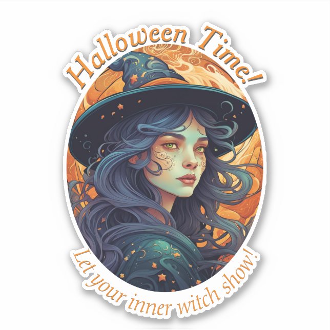 Beautiful Halloween Witch  Sticker (Front)