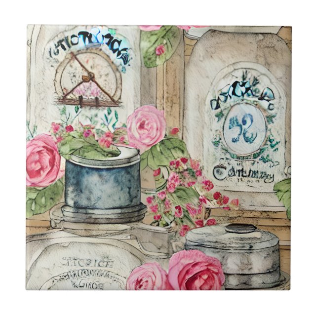 Beautiful Hand crafts Rustic kitchen backsplash Ceramic Tile (Front)