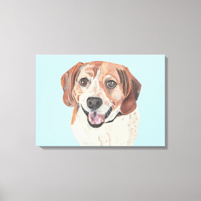 Beautiful Hand Drawn Beagle Canvas Art (Front)