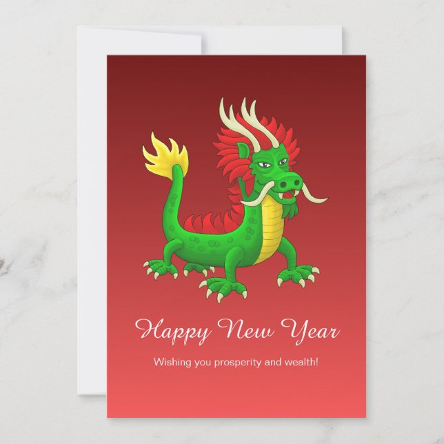 Beautiful Hand Drawn Chinese Dragon Holiday Card (Front)
