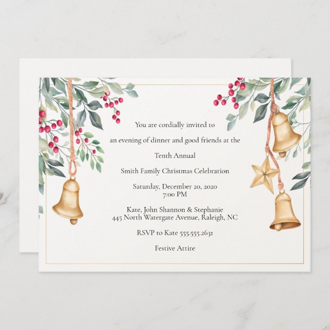 Beautiful Hand-drawn Christmas Party Invitation (Front/Back)