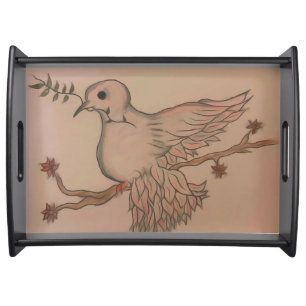 Beautiful hand drawn dove tray