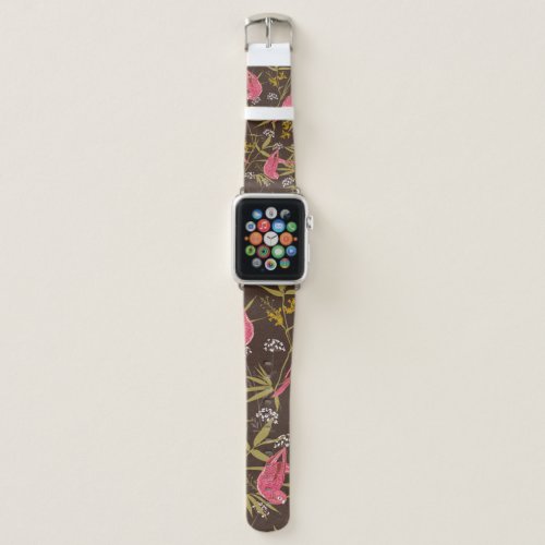 Beautiful Hand drawn parrot birds in Bamboo forest Apple Watch Band
