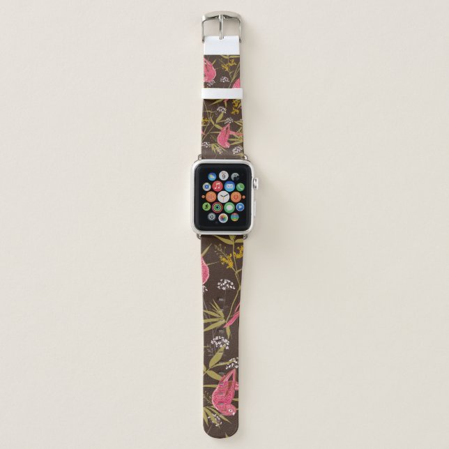 Beautiful Hand drawn parrot birds in Bamboo forest Apple Watch Band (Front)