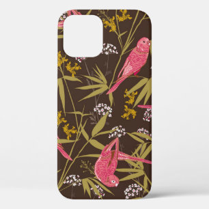 Beautiful Hand drawn parrot birds in Bamboo forest iPhone 12 Case