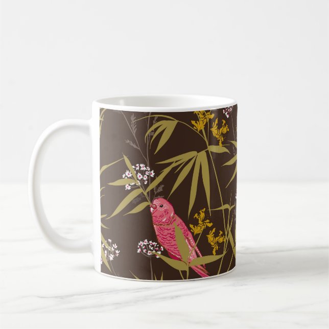 Beautiful Hand drawn parrot birds in Bamboo forest Coffee Mug (Left)