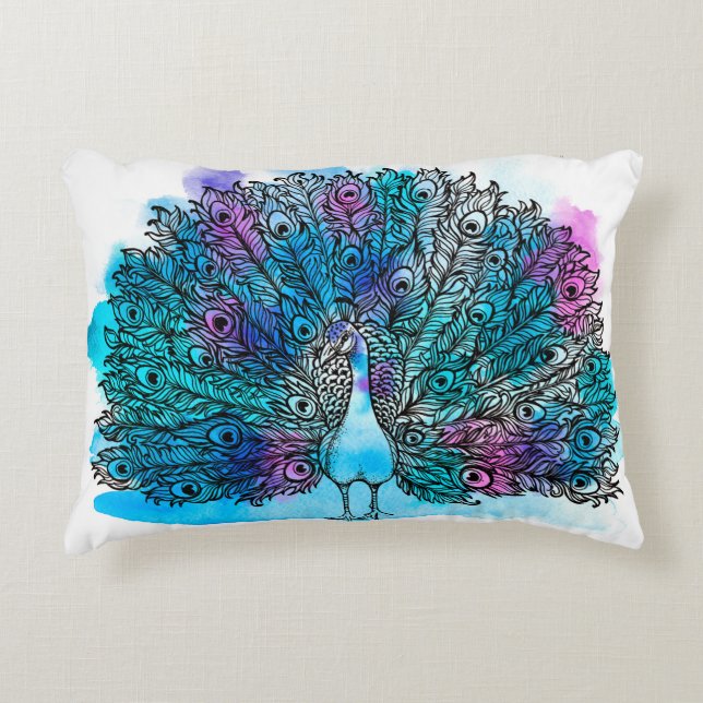 Beautiful Hand drawn Peacock bird consist many det Accent Pillow (Front)