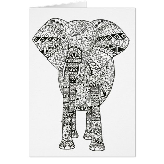 Beautiful Hand Illustrated Artsy Elephant Cards (Front)