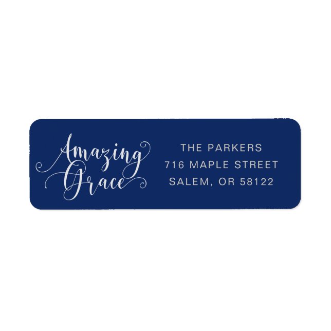 Beautiful, hand-lettered Amazing Grace script Label (Front)