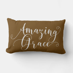 Beautiful, hand-lettered Amazing Grace script Lumbar Pillow