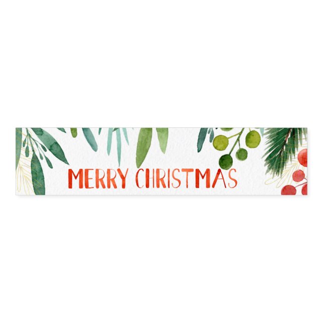 Beautiful Hand Lettered Watercolor Berry & Branch  Napkin Bands (Unfolded)