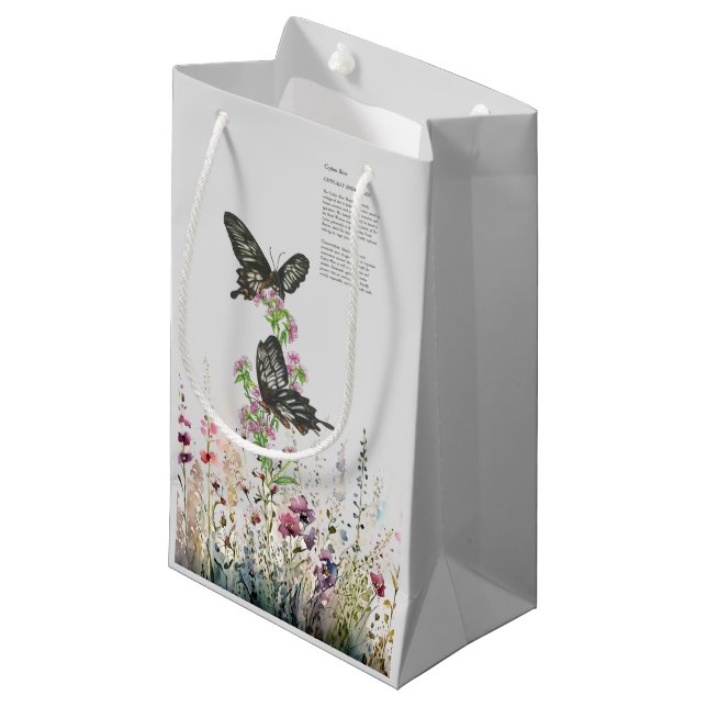 Beautiful Hand-Painted Ceylon Rose Butterfly Small Gift Bag (Front Angled)