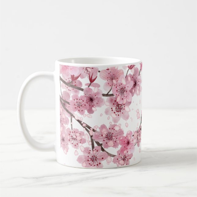 Beautiful Hand Painted Cherry Blossom Print  Coffee Mug (Left)