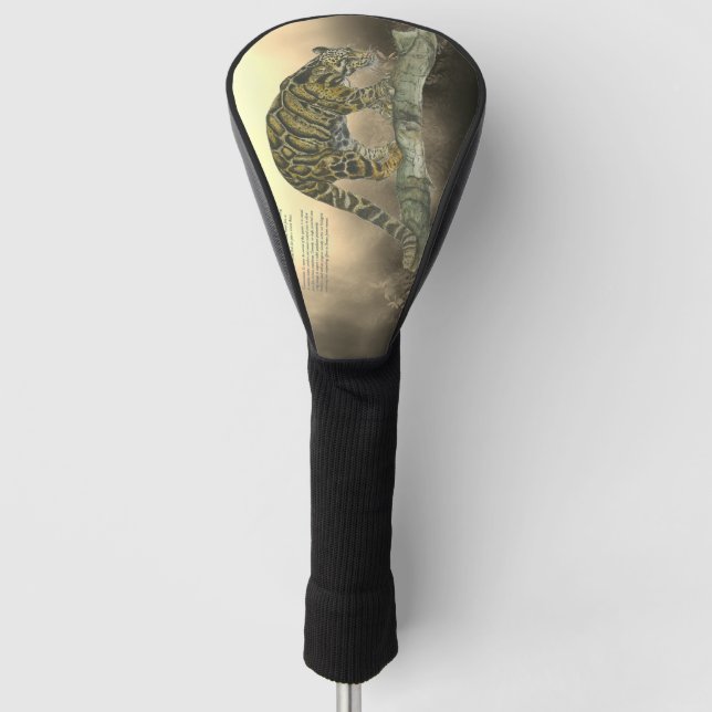 Beautiful  Hand-Painted Clouded Leopard  Golf Head Cover (Front)
