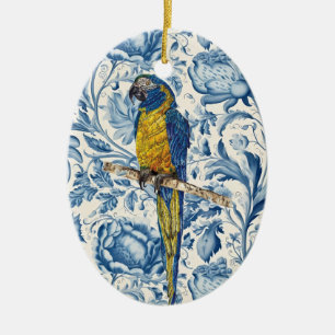 Beautiful Hand-Painted Endangered Macaw Ceramic Ornament