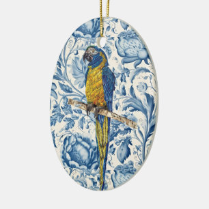 Beautiful Hand-Painted Endangered Macaw Ceramic Ornament