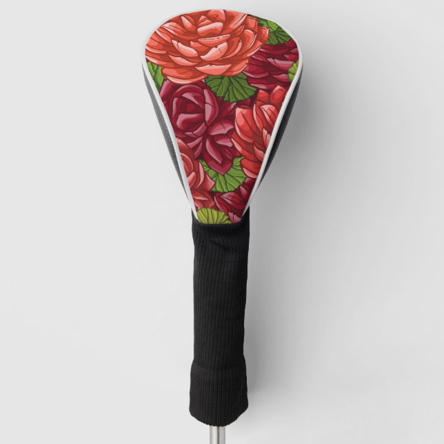 Beautiful Hand Painted Floral Golf Head Cover (Front)