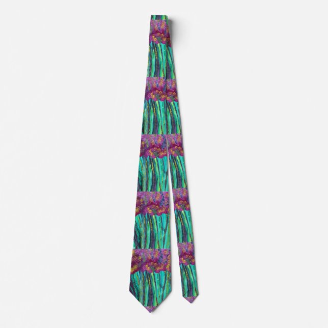 Beautiful Hand-Painted Flowers Necktie (Front)