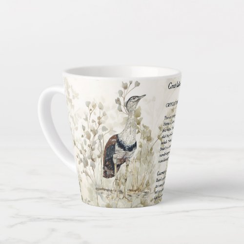 Beautiful Hand_Painted Great Indian Bustard Bird Latte Mug