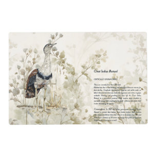 Beautiful Hand-Painted Great Indian Bustard Bird Placemat