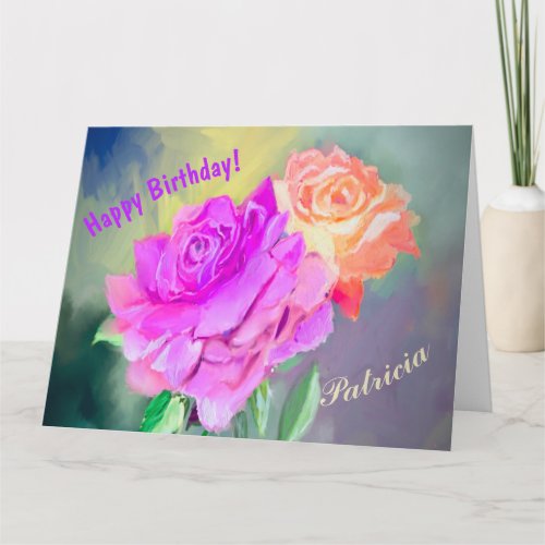 Beautiful hand painted roses  for special occasion card