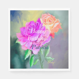 Beautiful hand painted roses for special occasion napkins