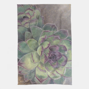 Beautiful Hand-Painted Succulent Botanical Art Kitchen Towel
