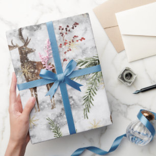 Beautiful hand painted watercolor reindeer wrapping paper