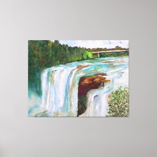 Beautiful Hand_Painted Watercolor Waterfall Canvas Print