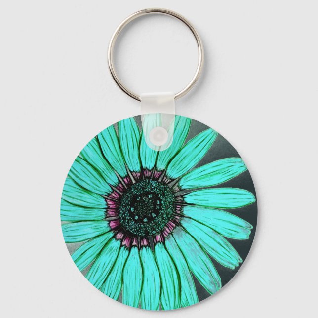 Beautiful hand Sketched Flower Keychain (Front)