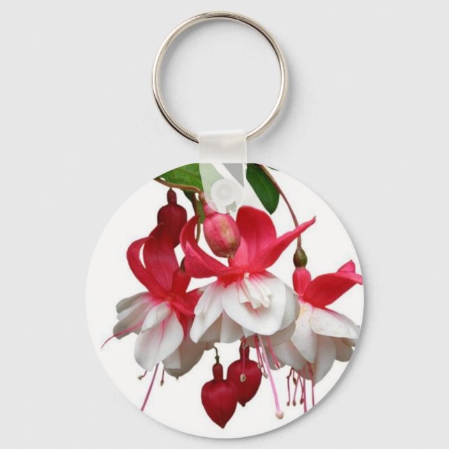 Beautiful hanging fuchsia plant keychain (Front)