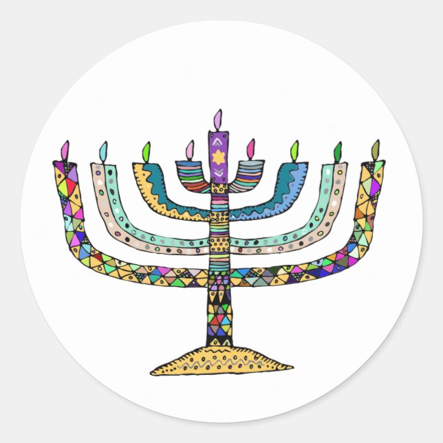 Beautiful Hanukkah Menorah Favor/Envelope Stickers (Front)