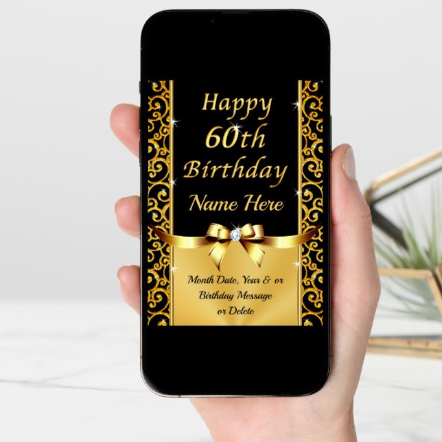 Beautiful, Happy 60th Birthday Cards, Personalized Card (Front Digital)