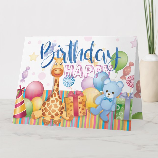Beautiful Happy Birthday animals design Card (Front)