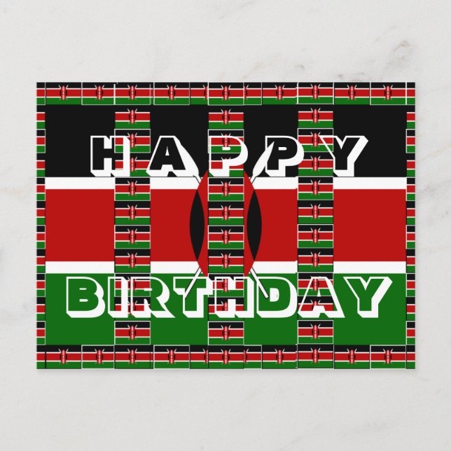 Beautiful Happy Birthday Black red green white Postcard (Front)