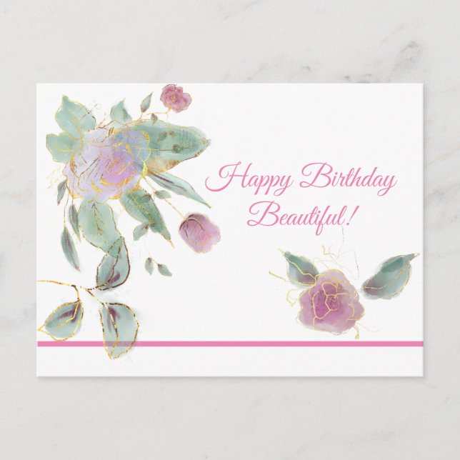 Beautiful Happy Birthday Postcard (Front)