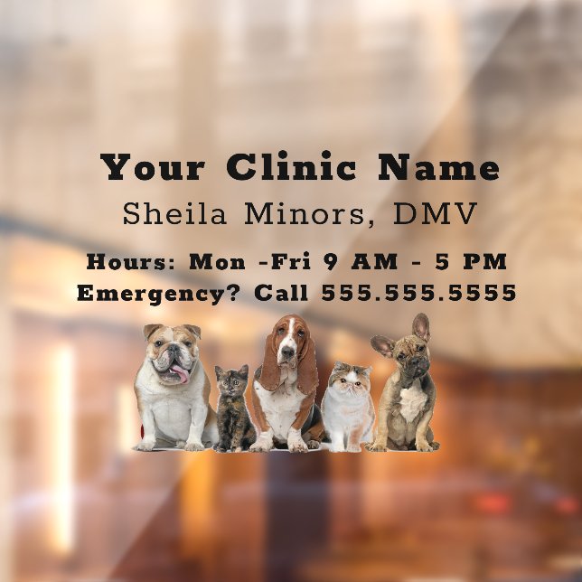 Beautiful Happy Dogs and Cat Veterinarian  Window Cling (Sheet 2)