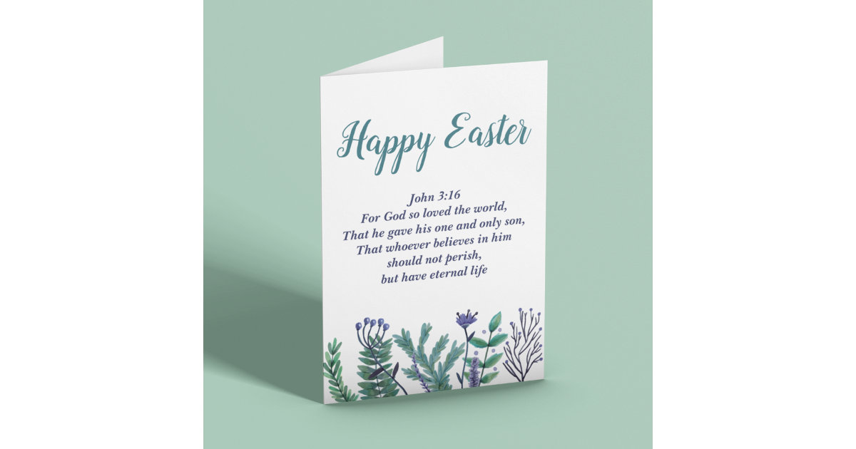 Beautiful Happy Easter Bible Verse John 3:16 Holiday Card | Zazzle