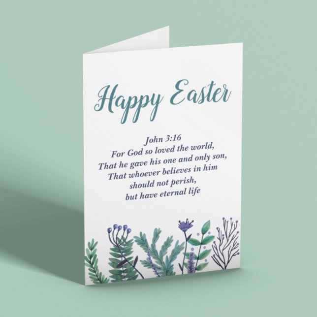 Beautiful Happy Easter Bible Verse John 3:16 Holiday Card (Creator Uploaded)