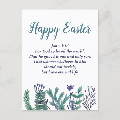 Beautiful Happy Easter John 316 Bible Verse Postcard